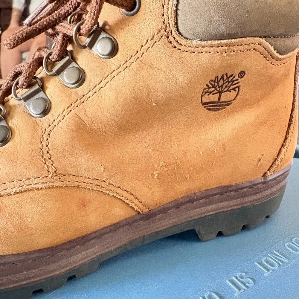 Timberland Euro Hiker Mens 7.5 M Wheat Nubuck Leather Boots 69386 Tan Brown